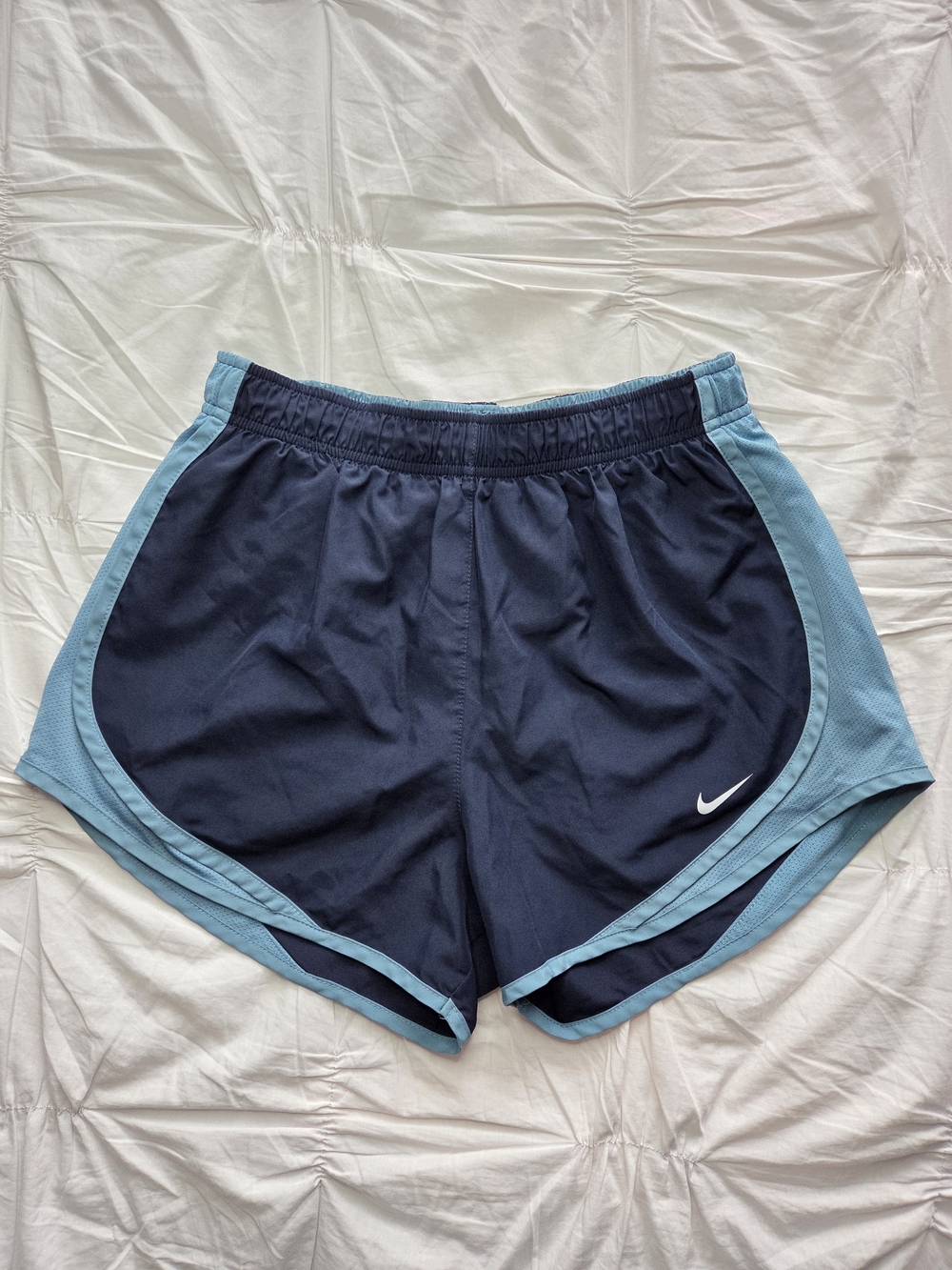 Nike Navy and Light Blue Dri-FIT Tempo Running Shorts Built-In Liner Size S